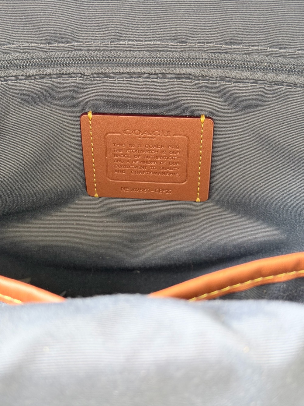 Coach Light Denim Backpack with Worn Details and fun tags - Picture 5 of 8